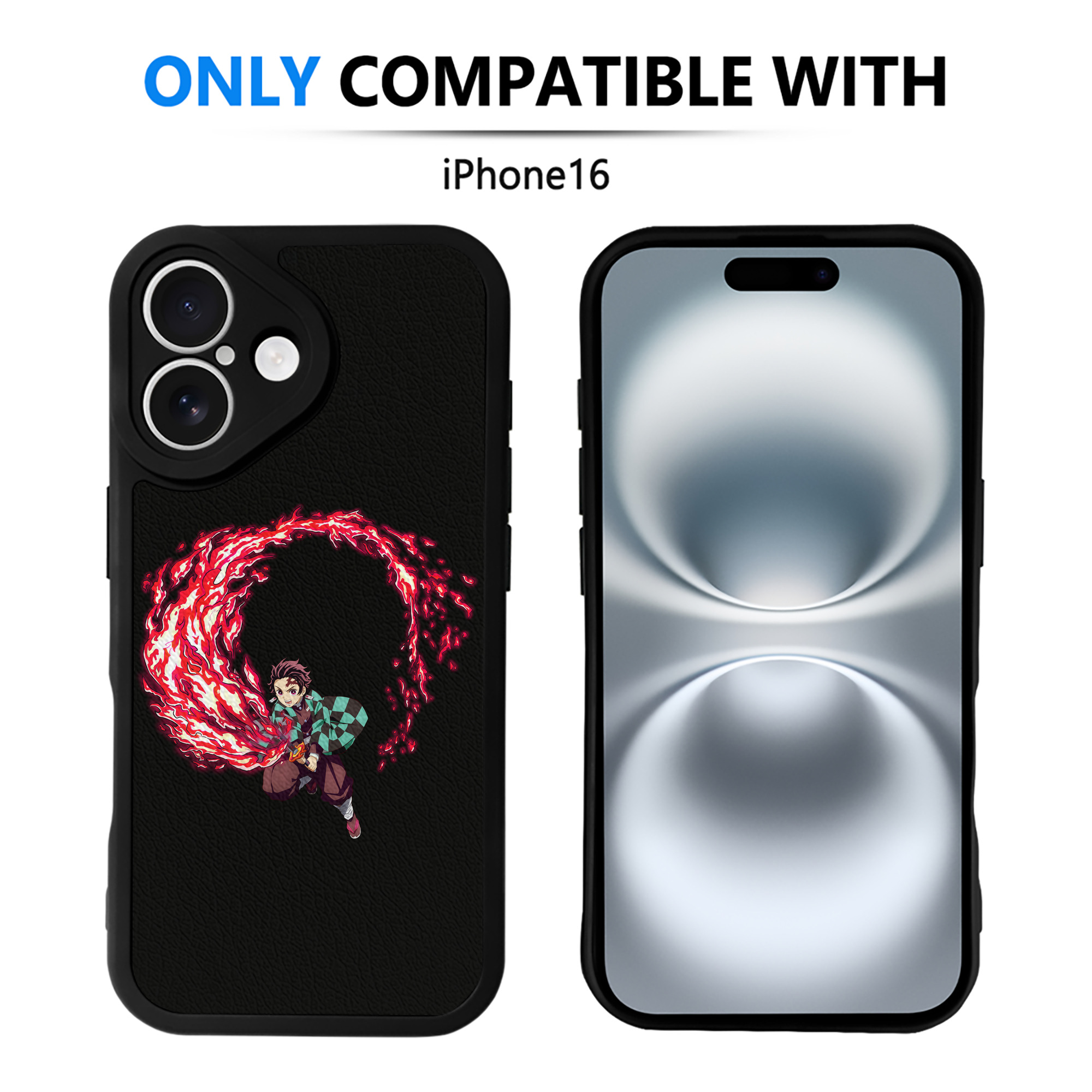 （画像用） 鬼滅の刃 竈門 炭治郎／かまど たんじろう Kamado Tanjirou 【iPhone 16シリーズ対応】シリコンスマホケース（レザー調） 材質：シリコン